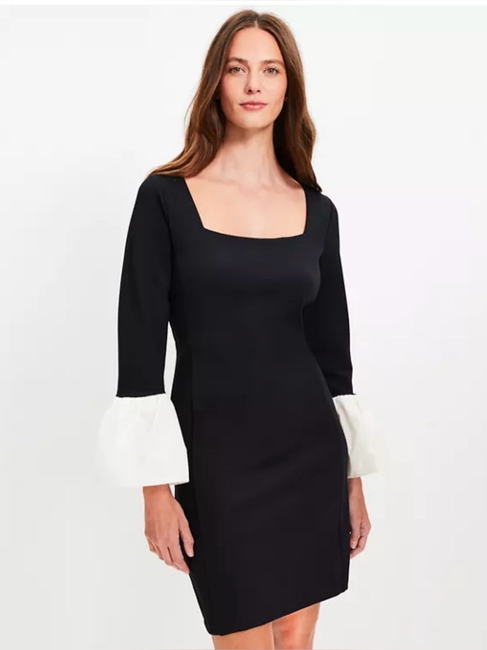 LOFT Flounce Cuff Ponte Mini Dress